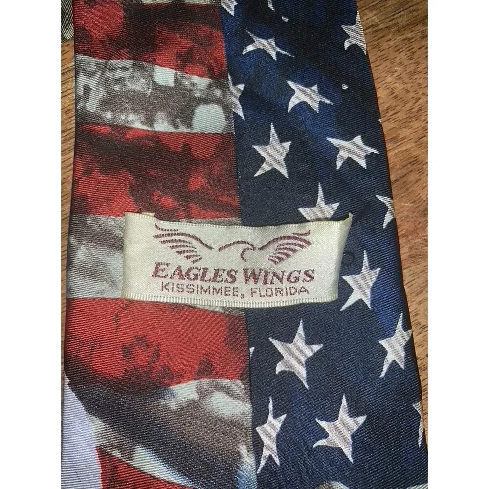 Men's Patriotic Silk Necktie American Flag Bald Eagle Statue of‎ Liberty
